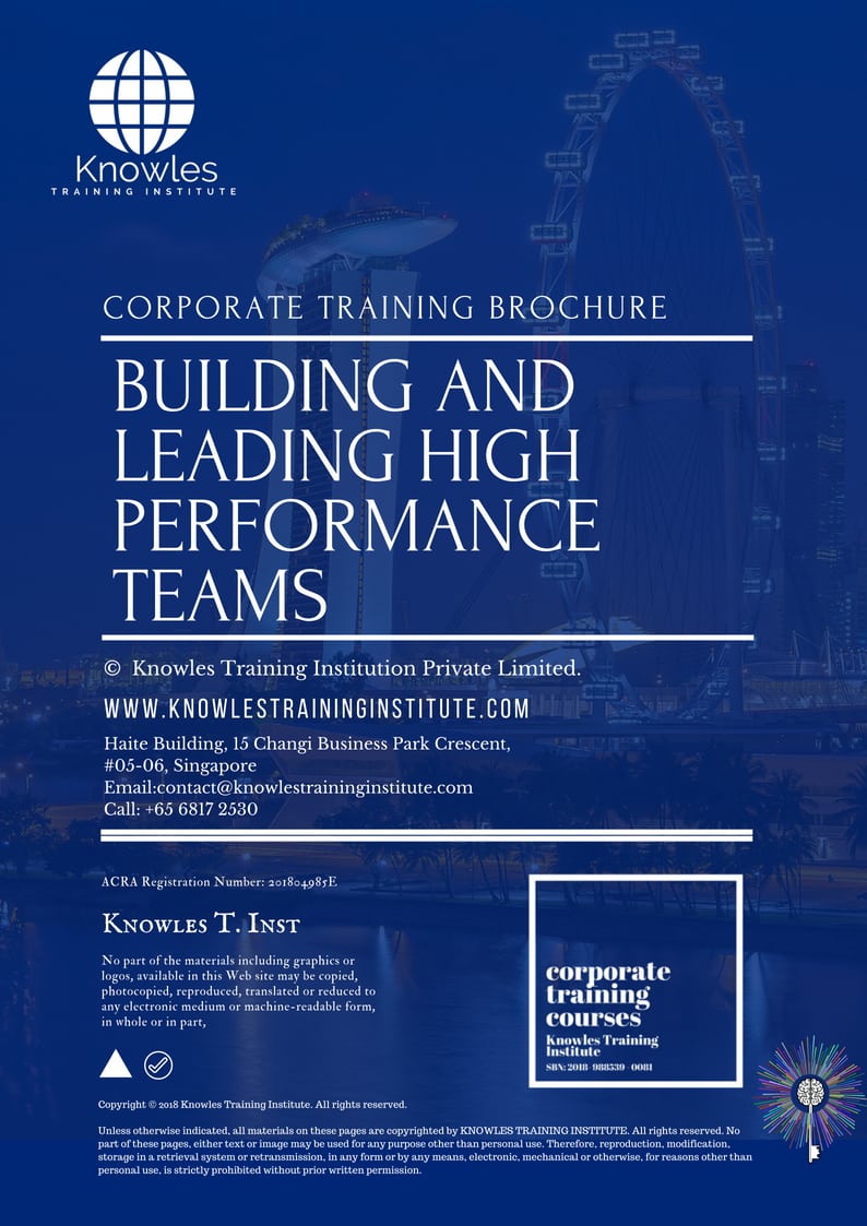 Building And Leading High Performance Teams Training Course in Japan Brochure