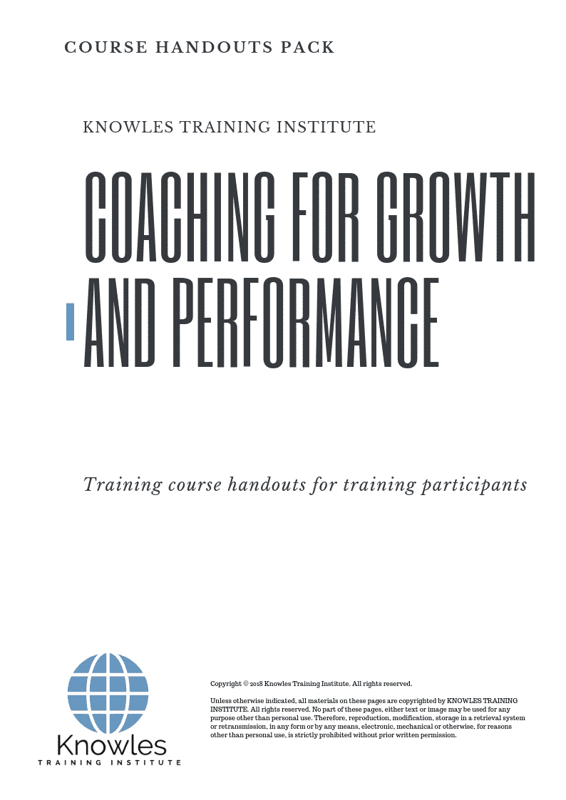 Coaching For Growth And Performance Course in Japan Handouts