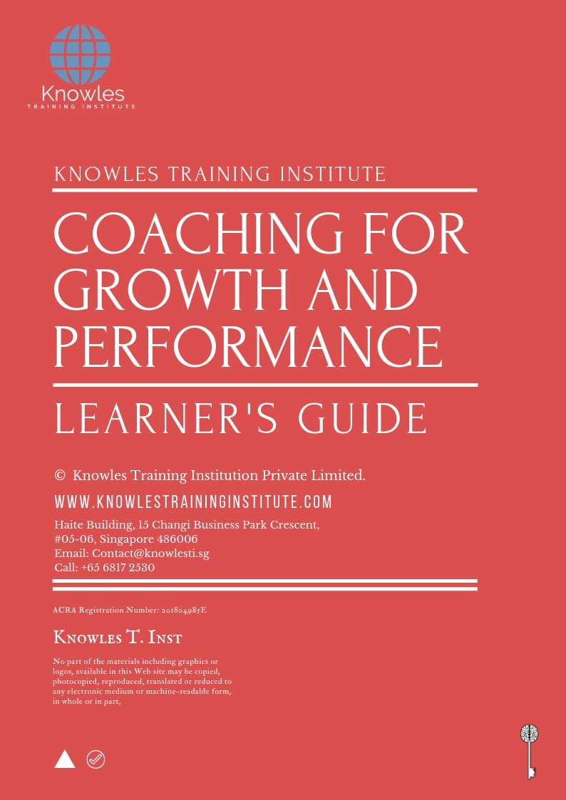 Coaching For Growth And Performance Course in Japan Learner_s Guide