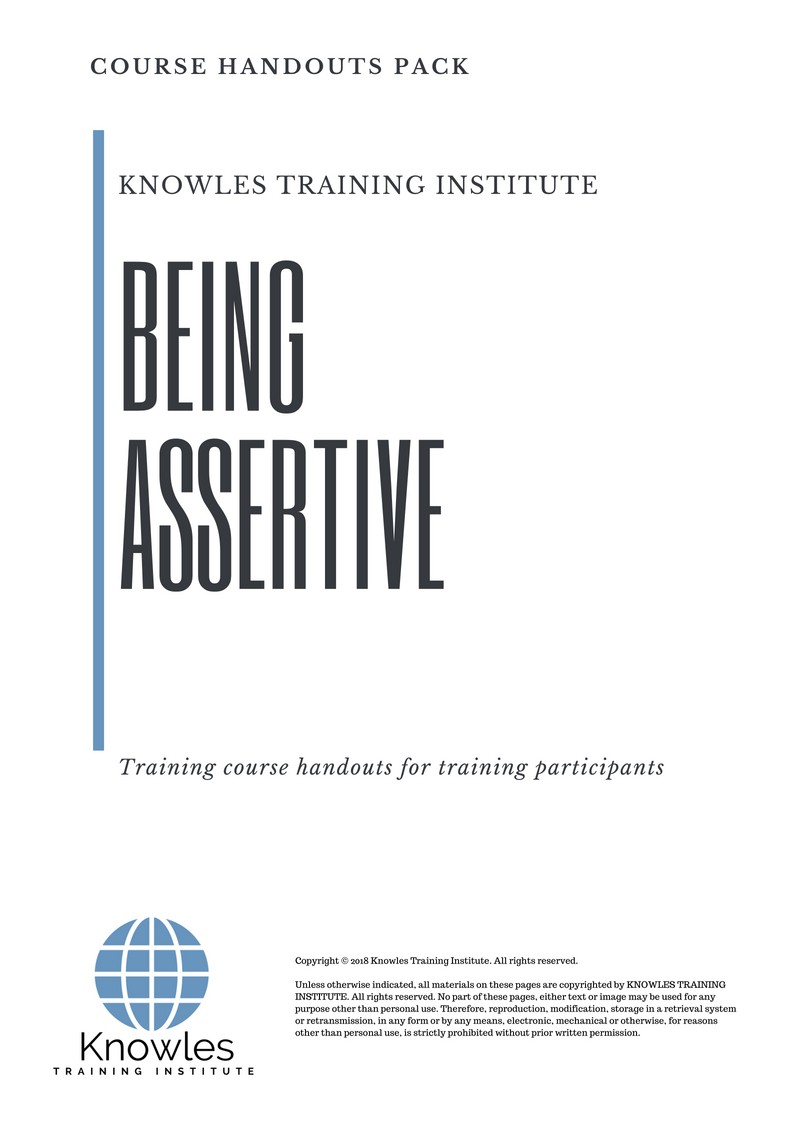 Course Handouts For Being Assertive Training Course in Japan