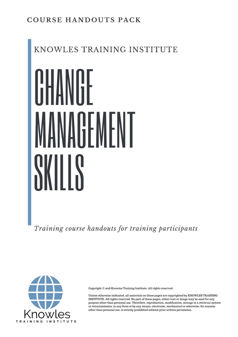 Course Handouts For Change Management Skills Training Course in Japan