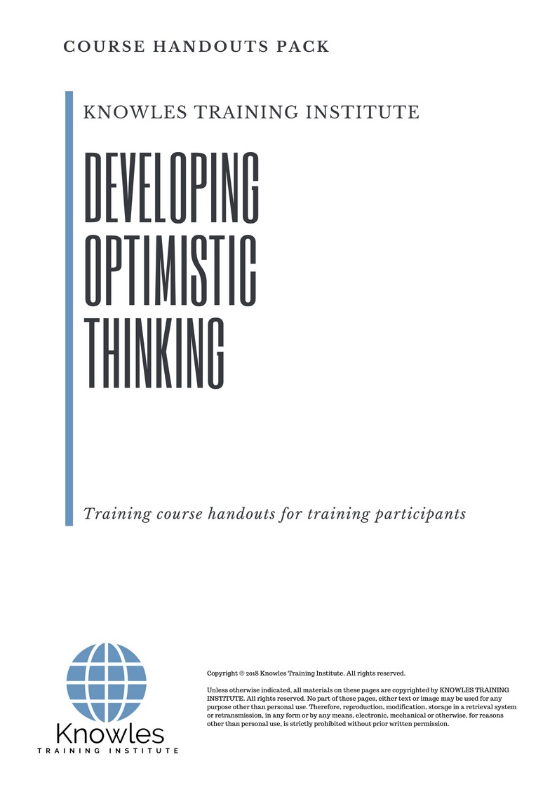 Course Handouts For Developing Optimistic Thinking Course in Japan