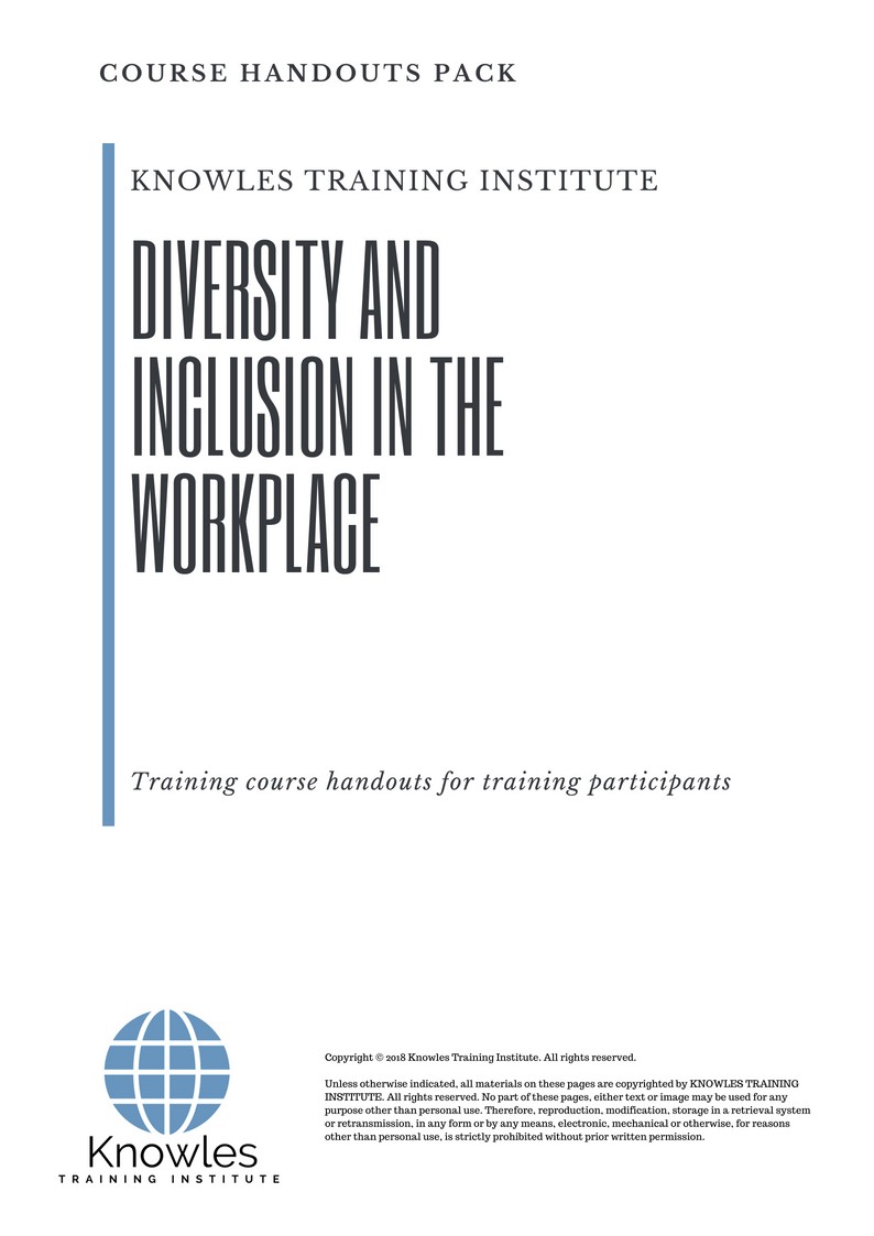 Course Handouts For Diversity And Inclusion In The Workplace Training Course in Japan