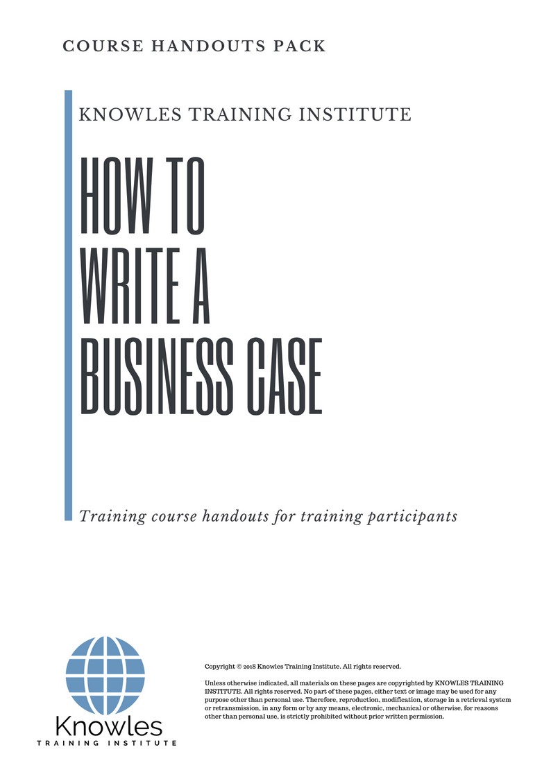 Course Handouts For How To Write A Business Case Course in Japan