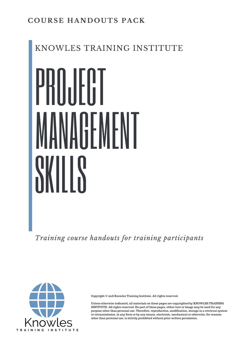 Course Handouts For Project Management Skills Course in Japan