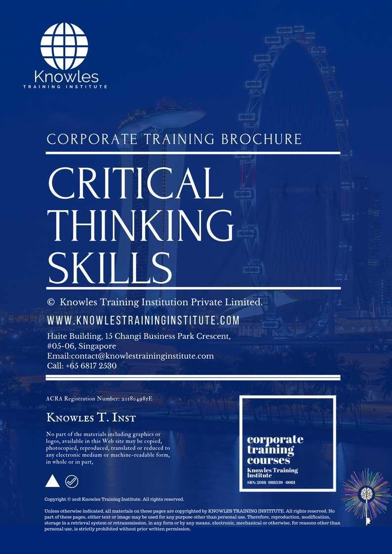 Critical Thinking Skills Training Course in Japan Brochure