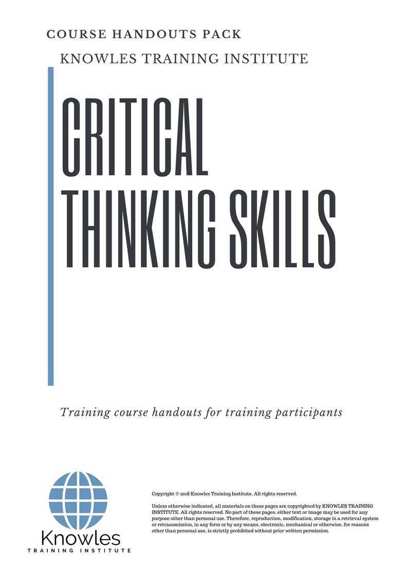 Critical Thinking Skills Training Course in Japan Handouts
