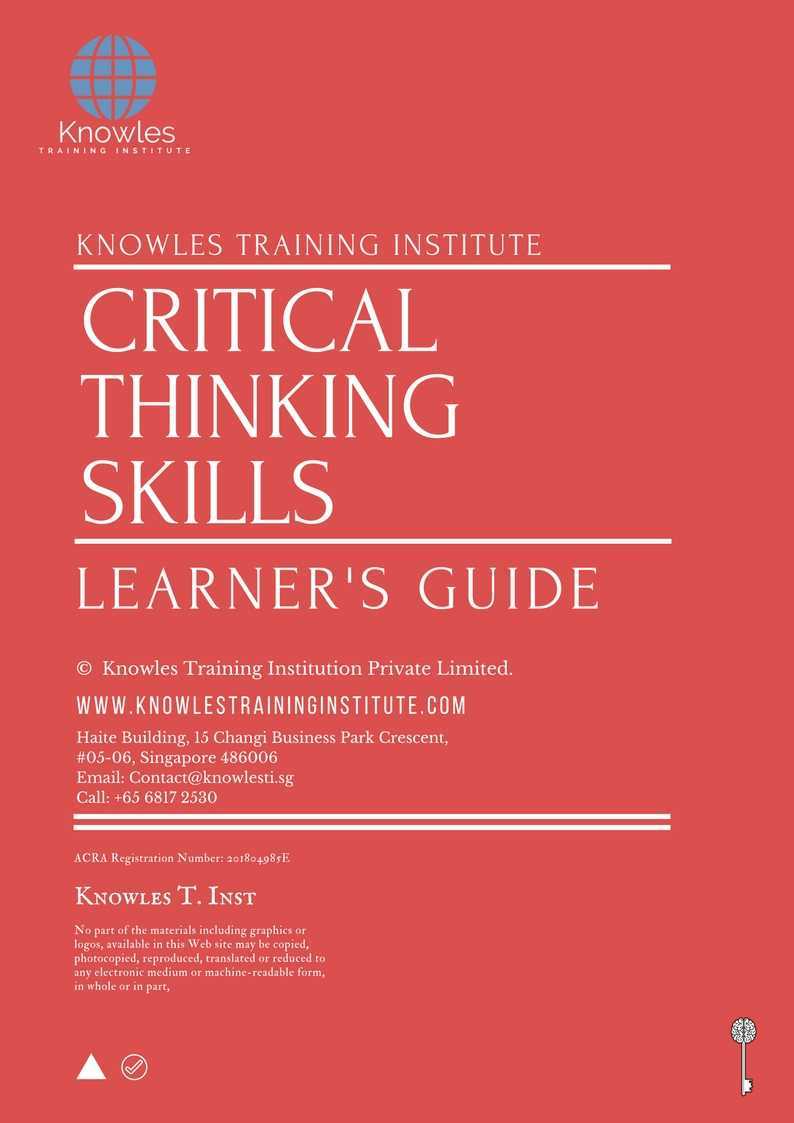 Critical Thinking Skills Training Course in Japan Learner_s Guide