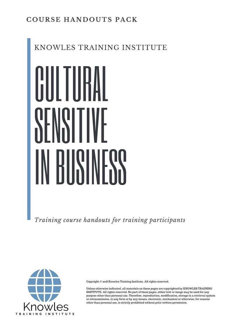 Cultural Sensitive In Business Training Course in Japan Handouts