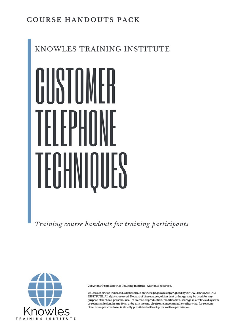 Customer Telephone Techniques Course in Japan Handouts
