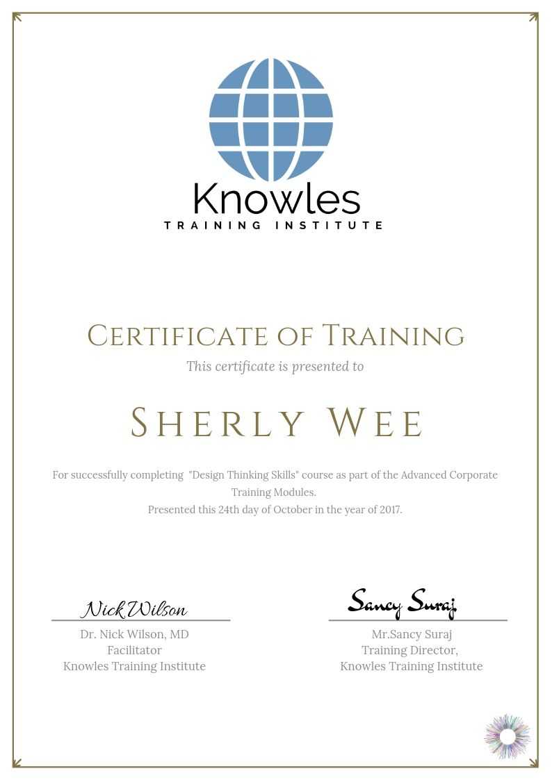 Design Thinking Training Course in Japan Certificate