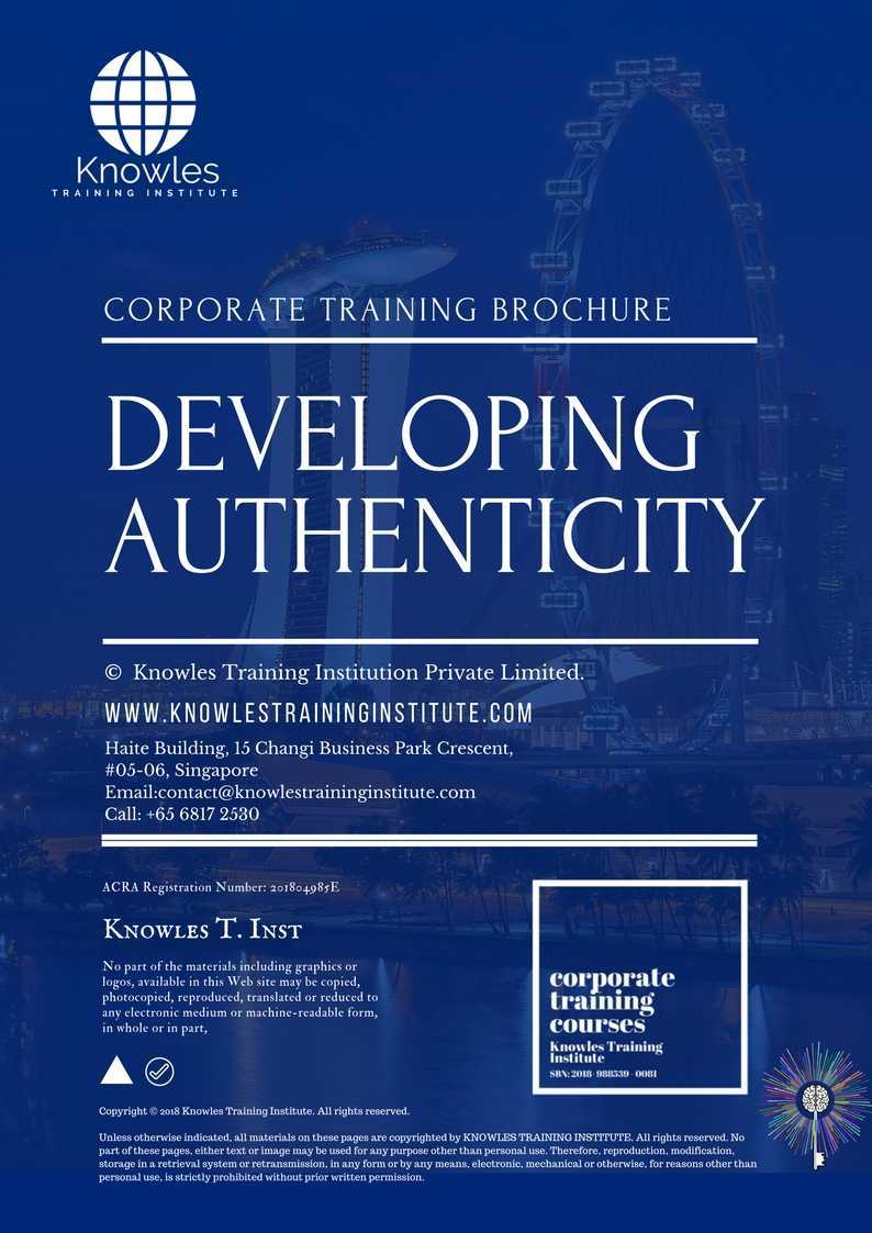 Developing Authnticity Training Course in Japan Brochure