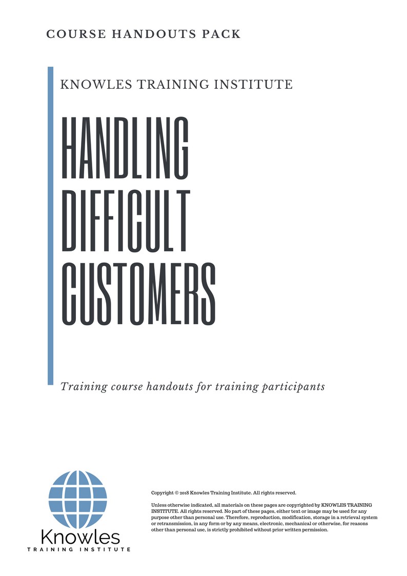 Handling Difficult Customers Course in Japan Handouts