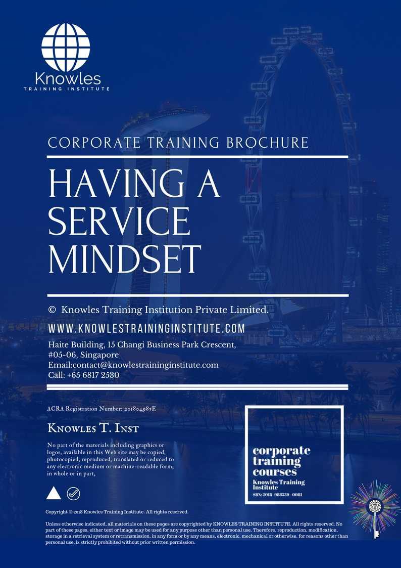 Having A Service Mindset Training Course in Japan Brochure