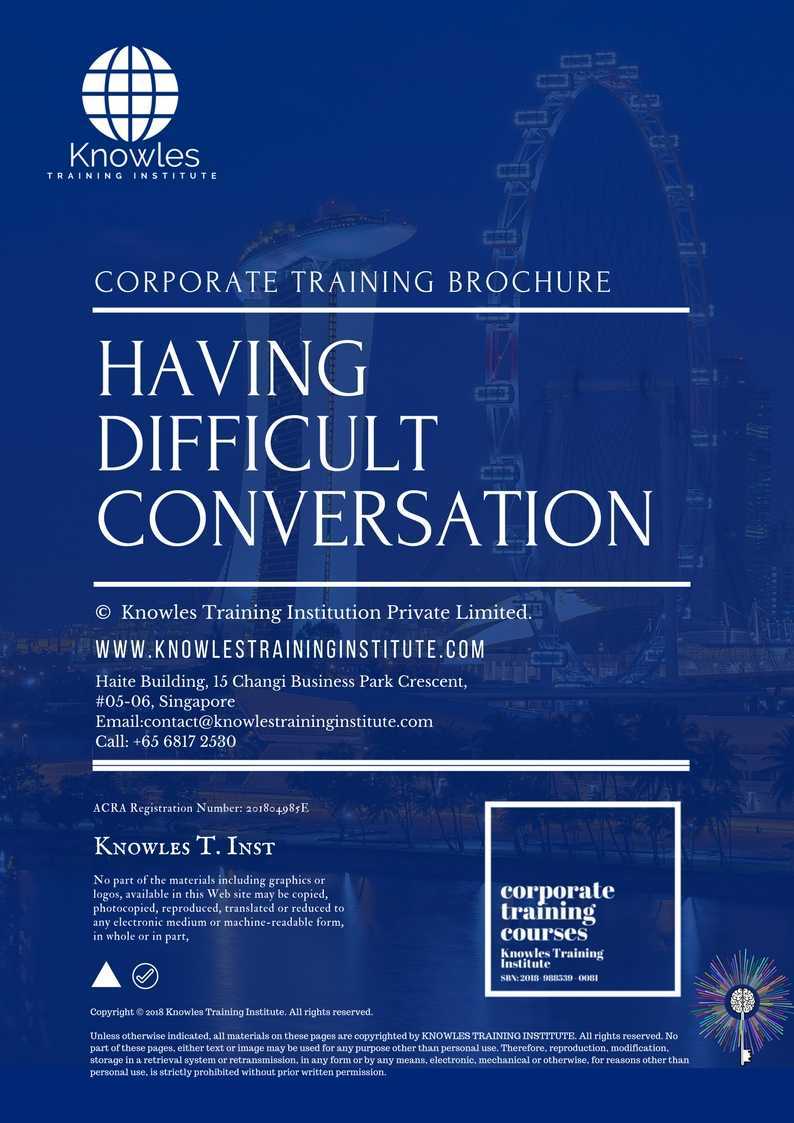 Having Difficult Conversation Training Course in Japan Brochure