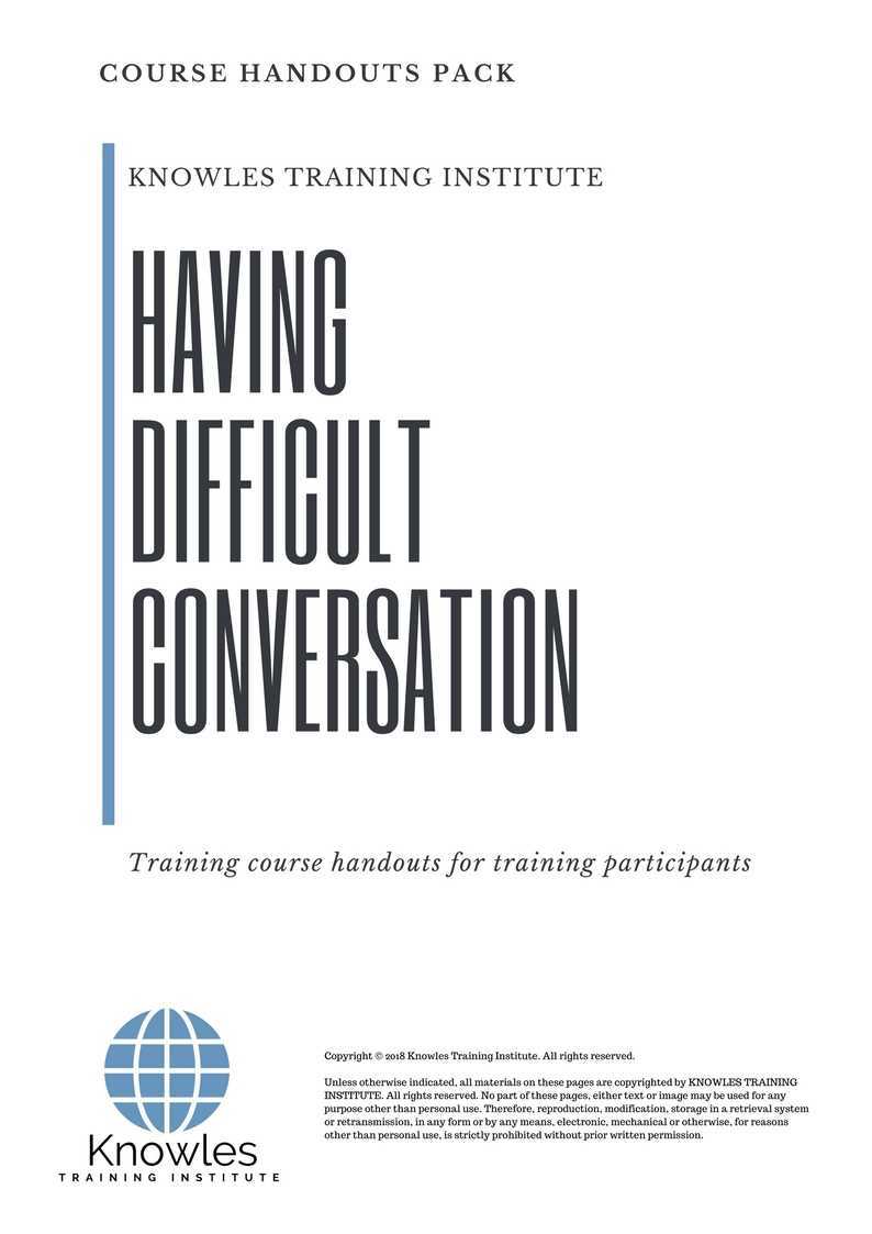 Having Difficult Conversation Training Course in Japan Handouts