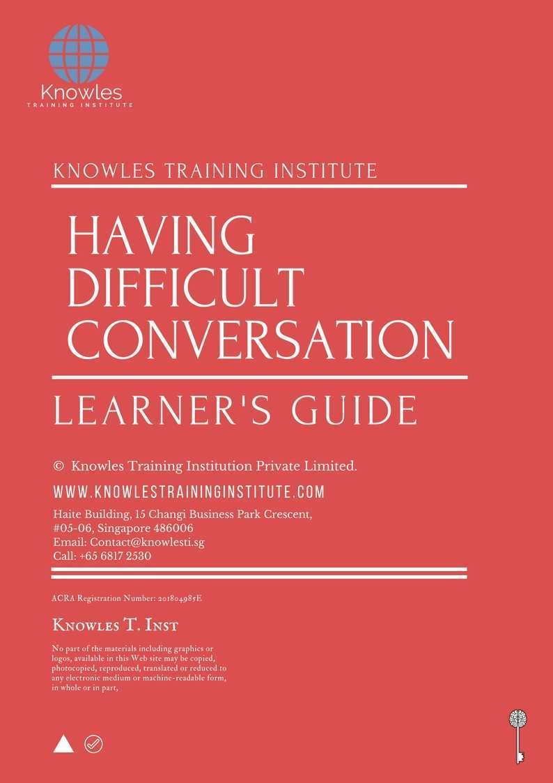 Having Difficult Conversation Training Course in Japan Learner_s Guide