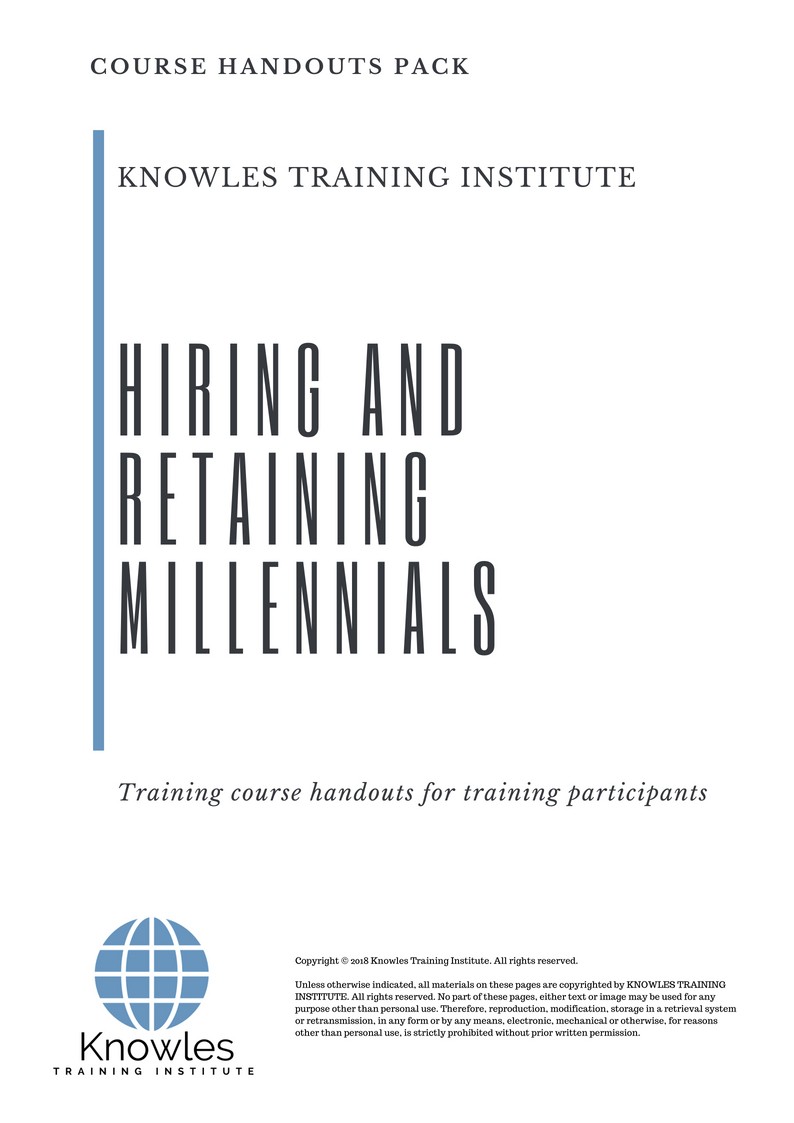 Hiring And Retaining Millennials Training Course in Japan Handouts