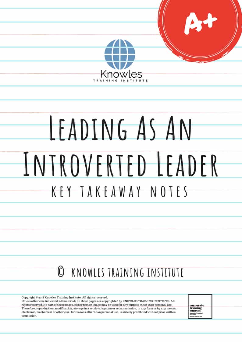 Leading As An Introverted Leader Training Course in Japan Handouts