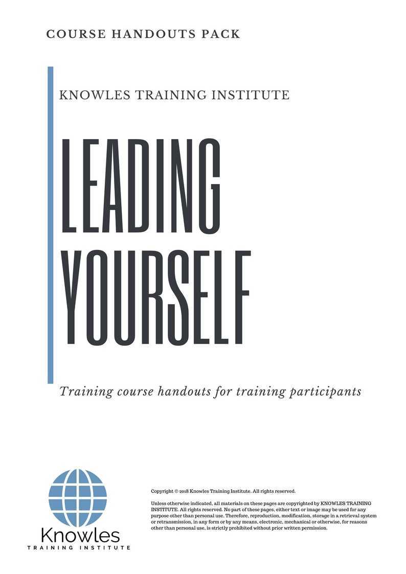 Leading Yourself Training Course in Japan Handouts