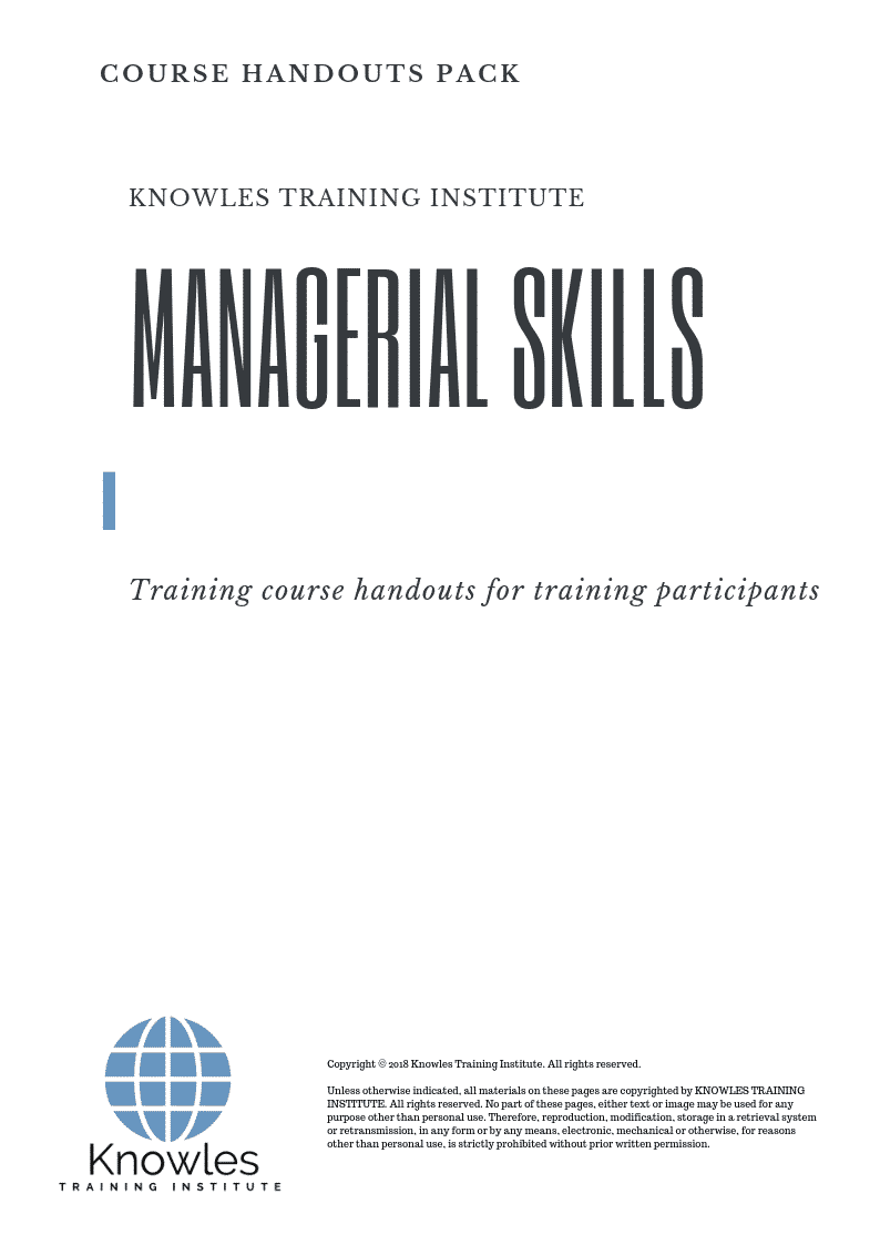 Managerial Skills Training Course in Japan Handouts