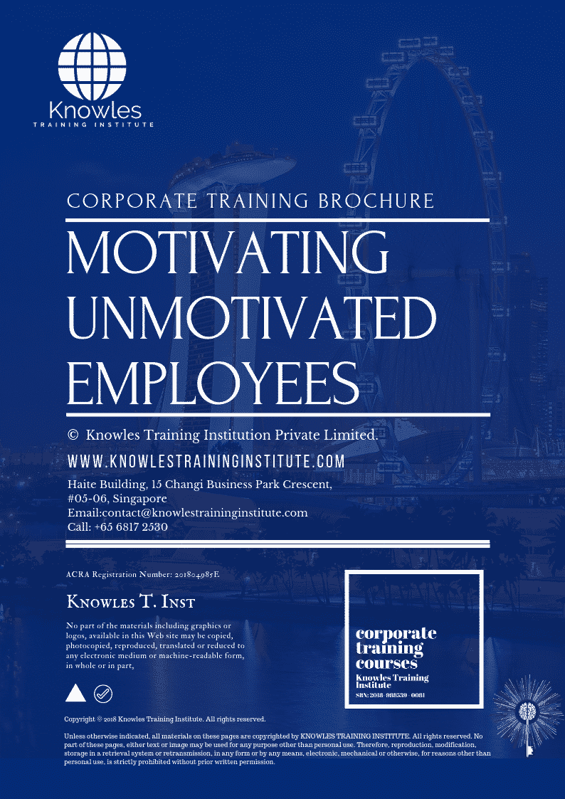 Motivating Unmotivated Employees Course in Japan Brochure