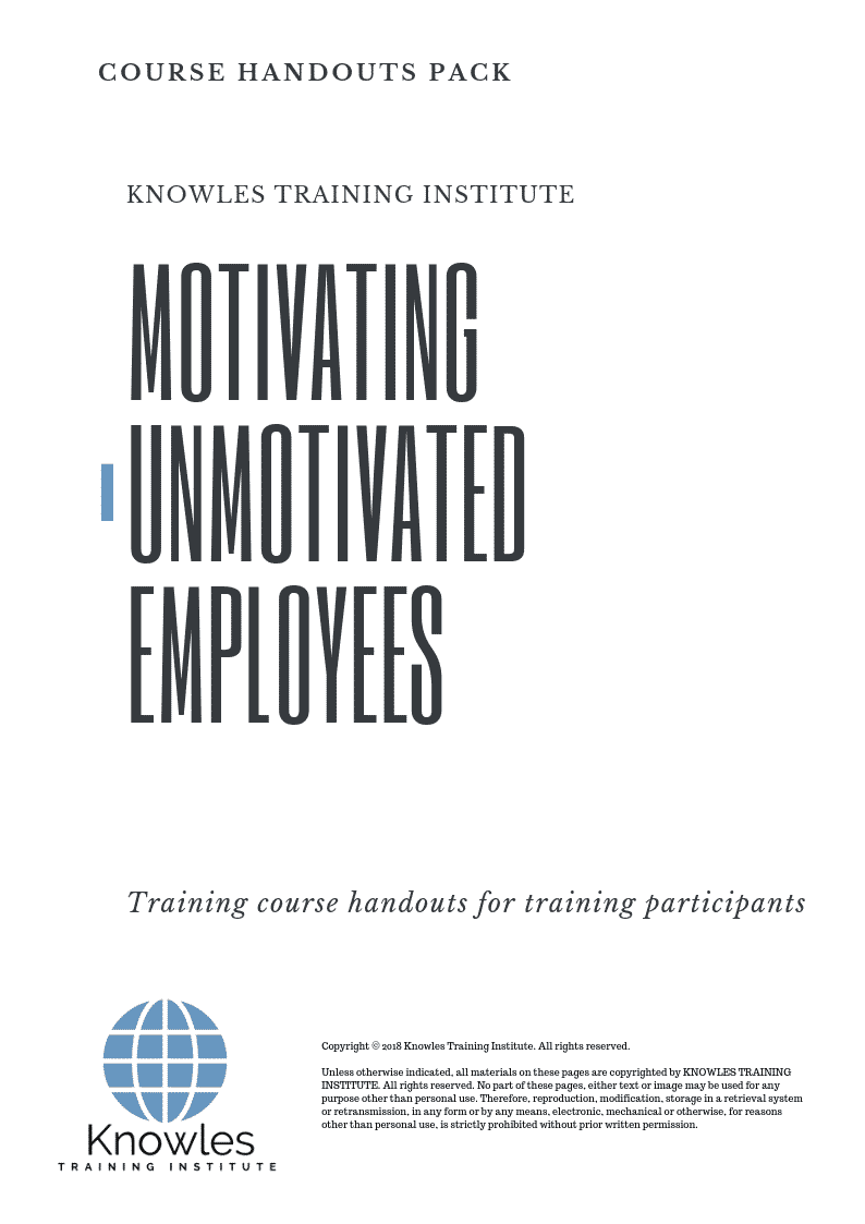 Motivating Unmotivated Employees Course in Japan Handouts