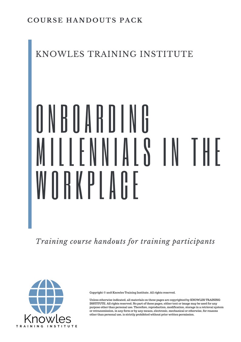 Onboarding Millennials In The Workplace Training Course in Japan Handouts