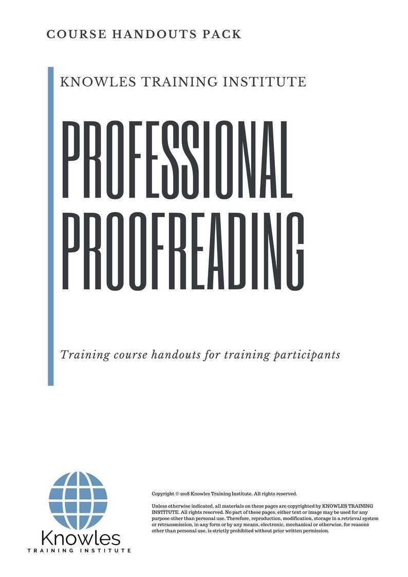 Professional Proofreading Training Course in Japan Handouts