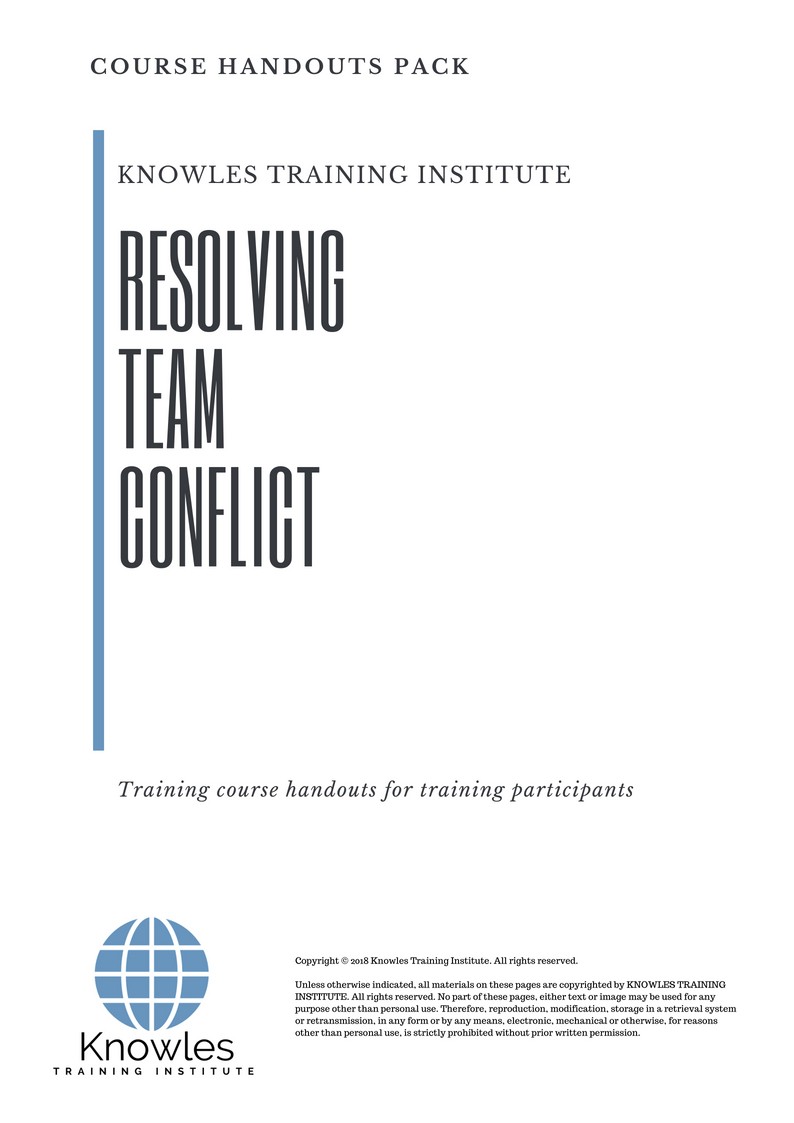 Resolving Team Conflict Course in Japan Handouts
