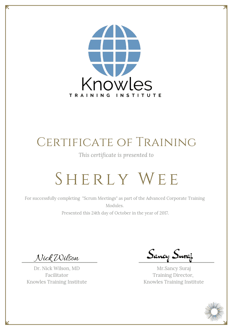 Scrum Meetings Training Course in Japan Certification