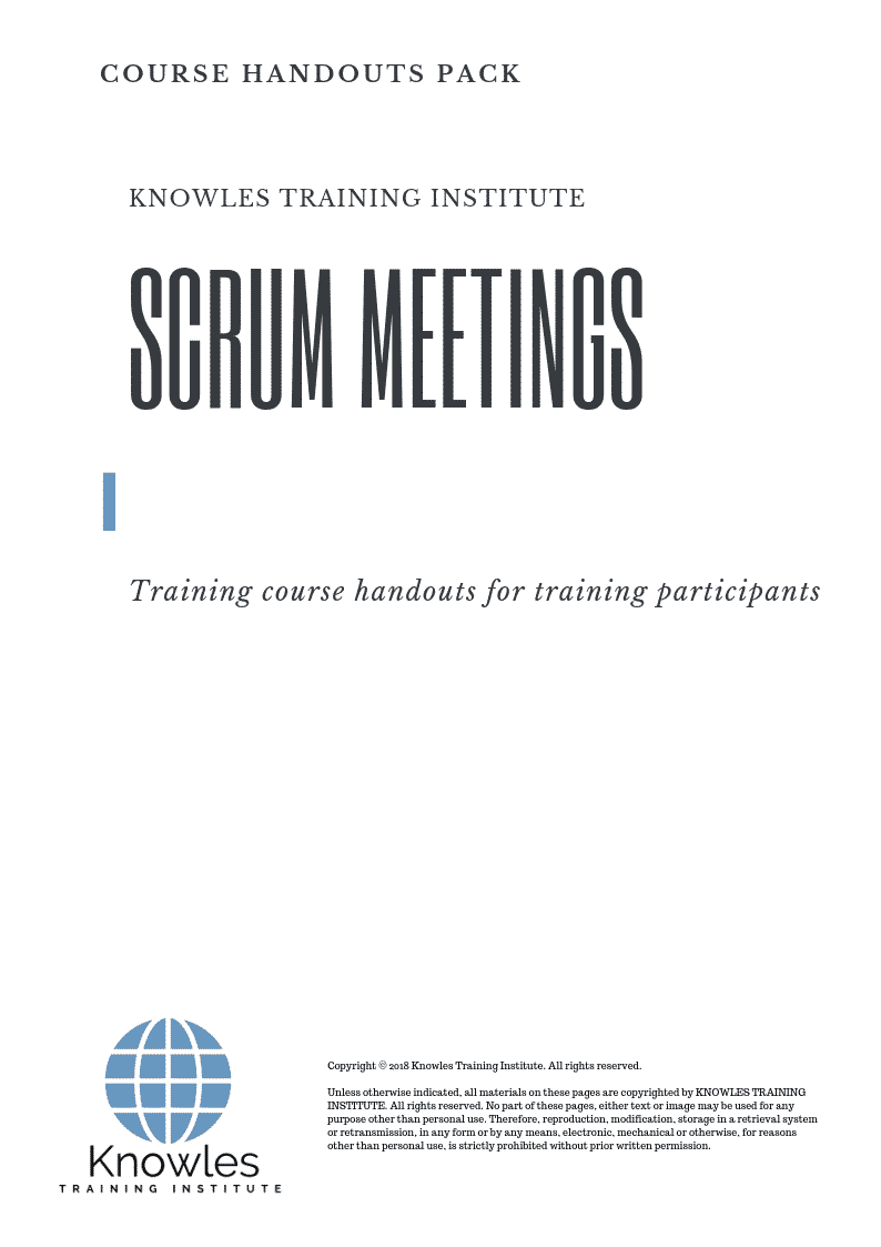 Scrum Meetings Training Course in Japan Handouts