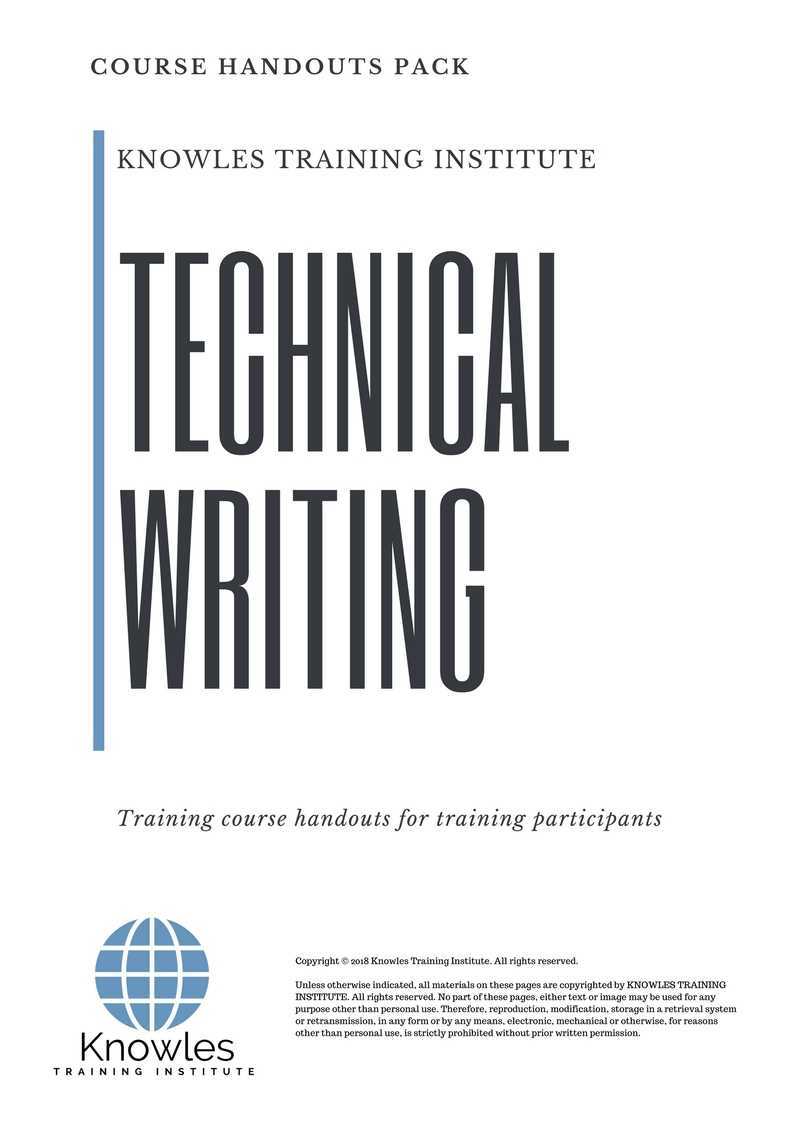 Technical Writing Training Course in Japan Handouts
