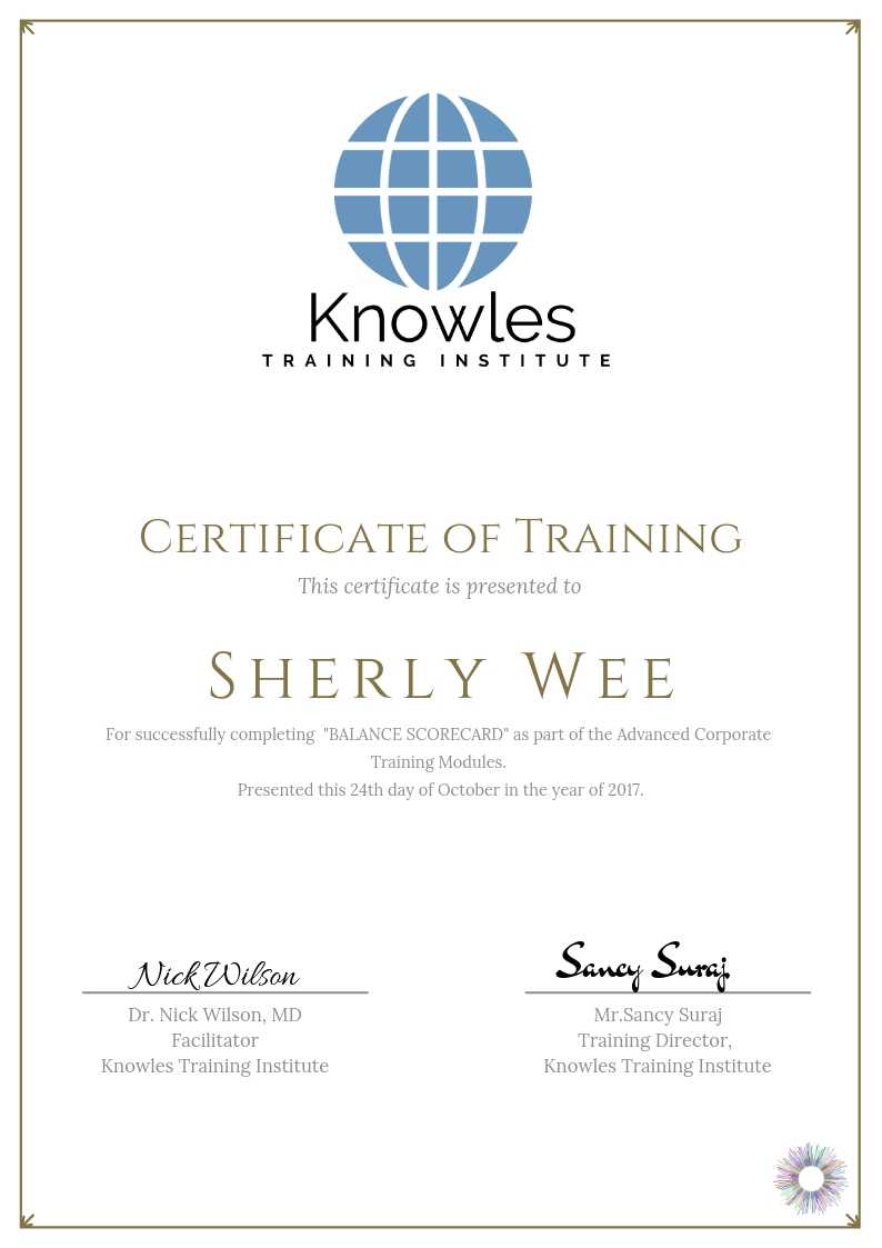The Balanced Scorecard Training Course in Japan Certification