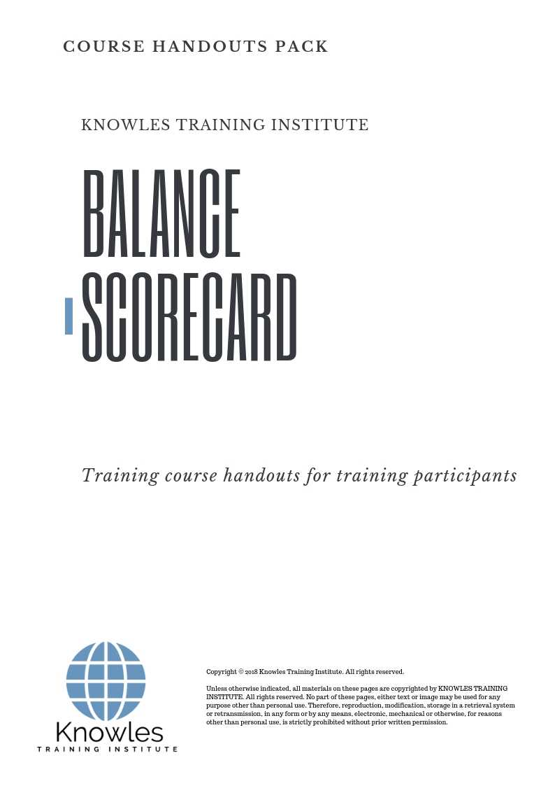 The Balanced Scorecard Training Course in Japan Handouts