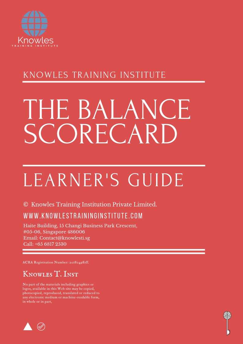 The Balanced Scorecard Training Course in Japan Learner’s Guide
