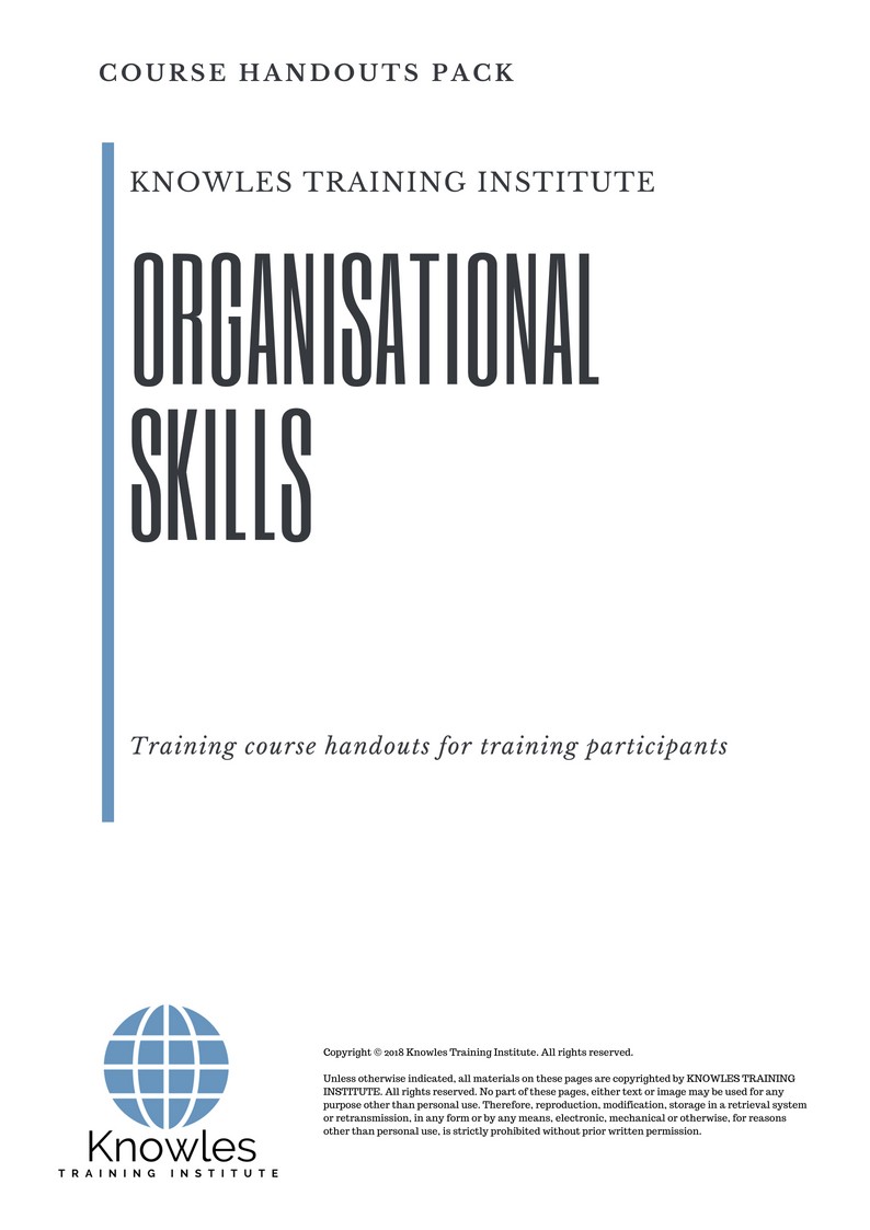 Time Organisational Skills Training Course in Japan Handouts