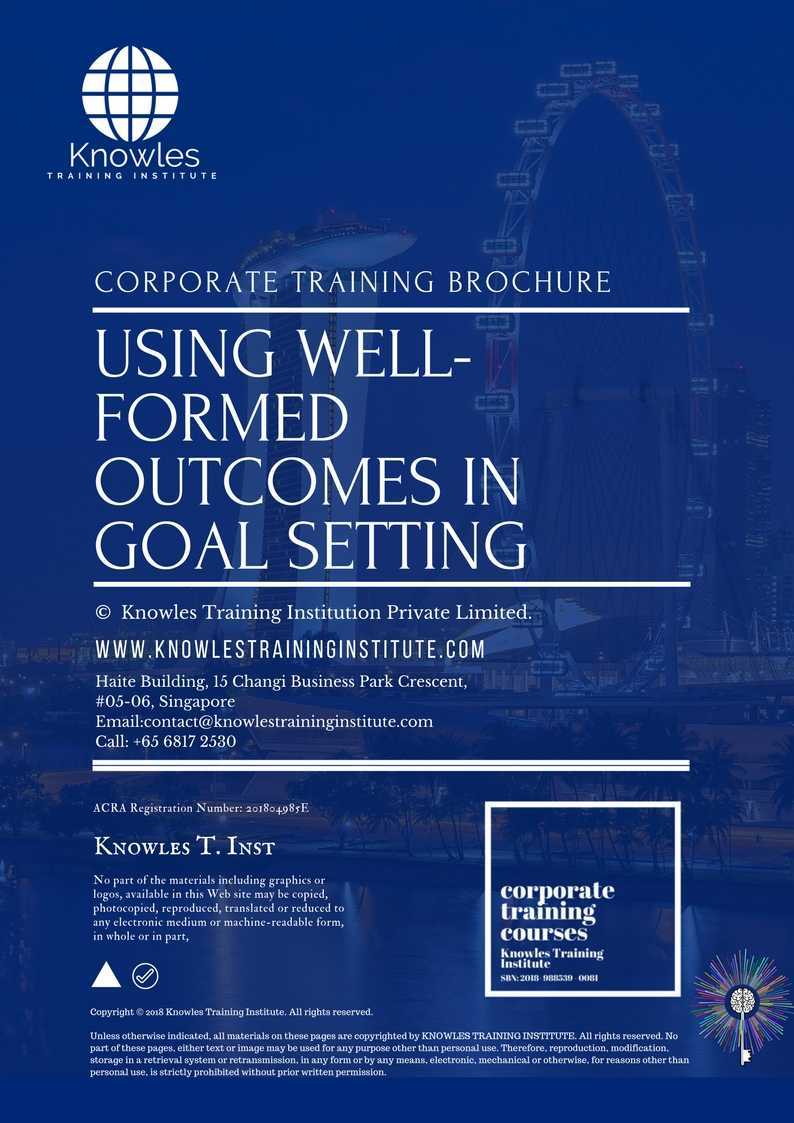 Using Well-Formed Outcomes in Goal Setting Training Course in Japan Brochure