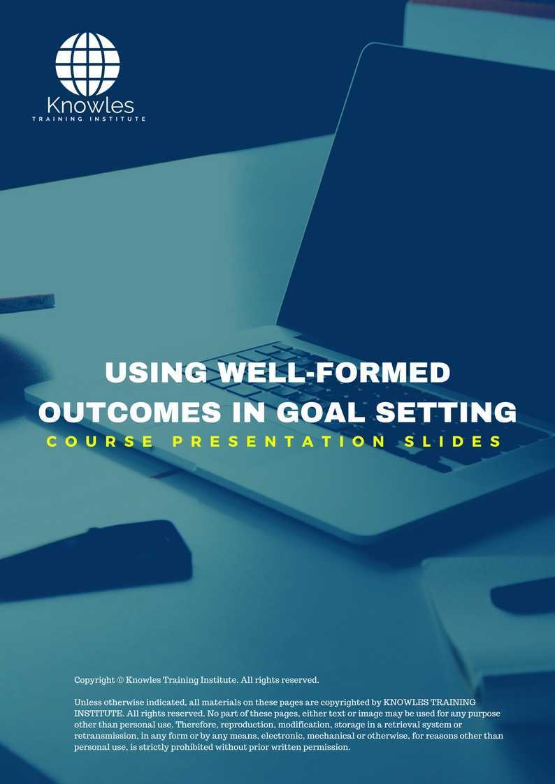 Using Well-Formed Outcomes in Goal Setting Training Course in Japan Presentation Slides
