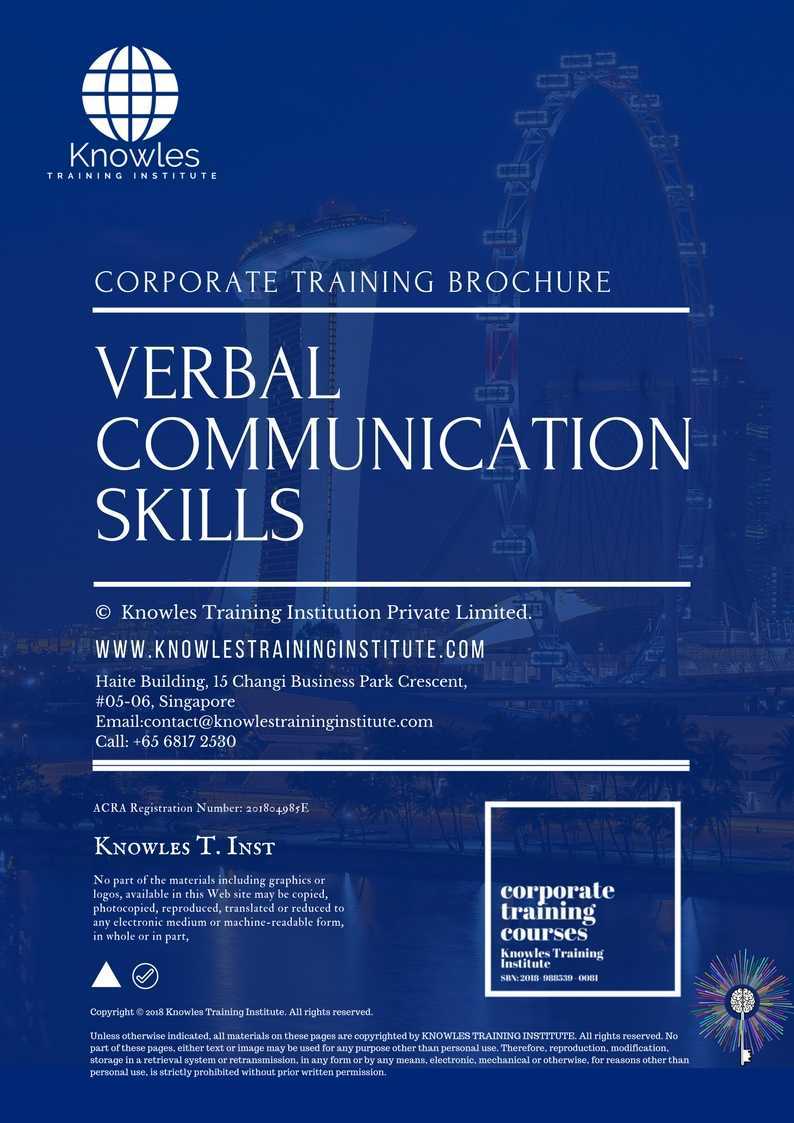 Verbal Communication Skills Training Course in Japan Brochure