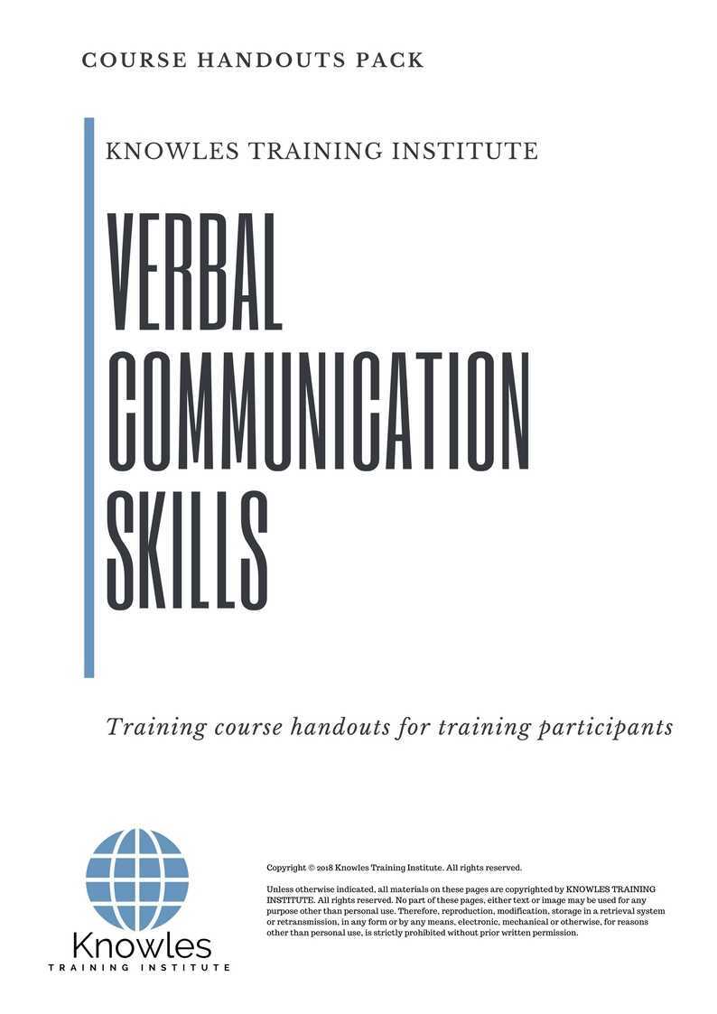 Verbal Communication Skills Training Course in Japan Handouts