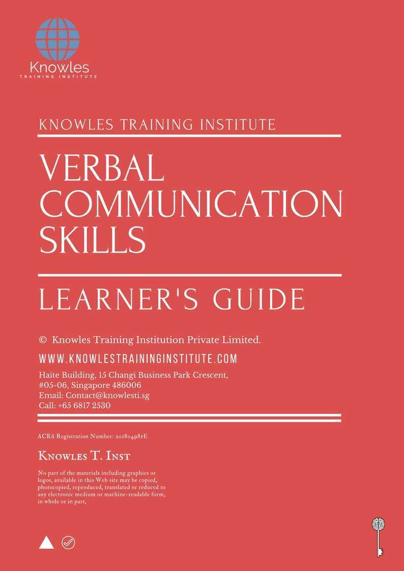 Verbal Communication Skills Training Course in Japan Learner_s Guide