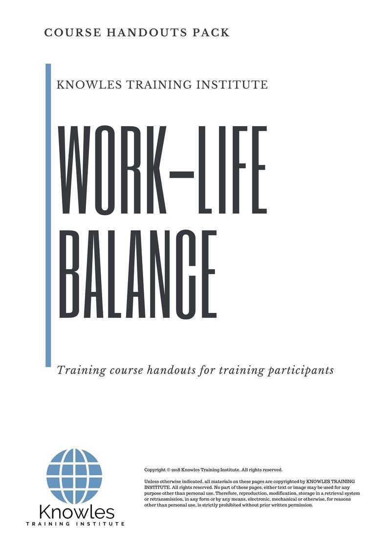 Work-Life Balance Training Course in Japan Handouts